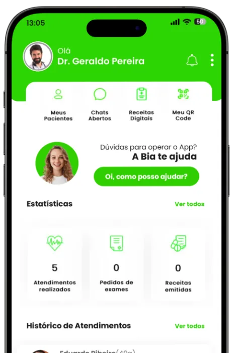 Ecrã inicial do aplicativo BioChat