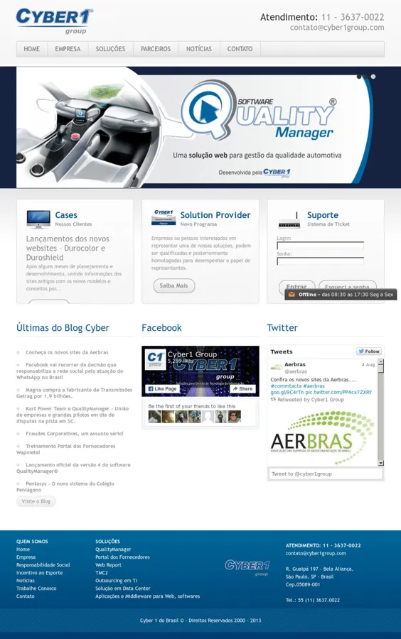 Versão antiga do site da Cyber1